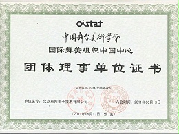 中國舞臺美術(shù)學(xué)會舞美組織中國團體理事單位證書